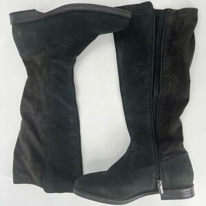 Hush Puppies womens black faux suede boots zip up new 10
